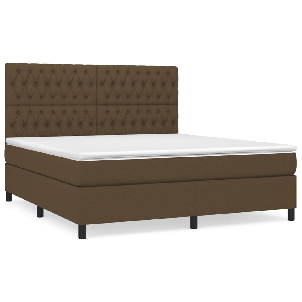 Κρεβάτι Boxspring με Στρώμα Σκούρο Καφέ 180x200 εκ Υφασμάτινο