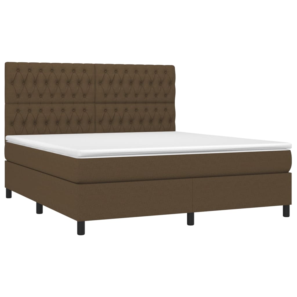 Κρεβάτι Boxspring με Στρώμα Σκούρο Καφέ 180x200 εκ Υφασμάτινο