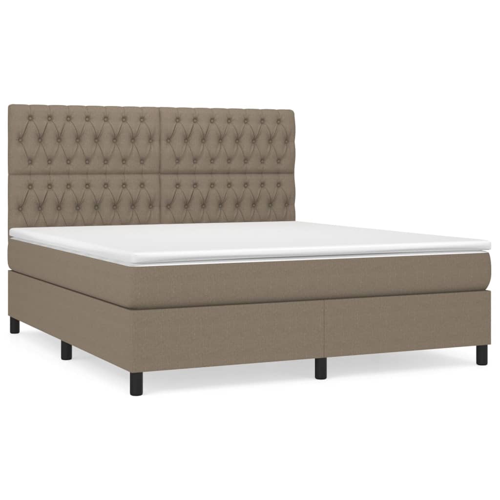 Κρεβάτι Boxspring με Στρώμα Taupe 180x200 εκ. Υφασμάτινο