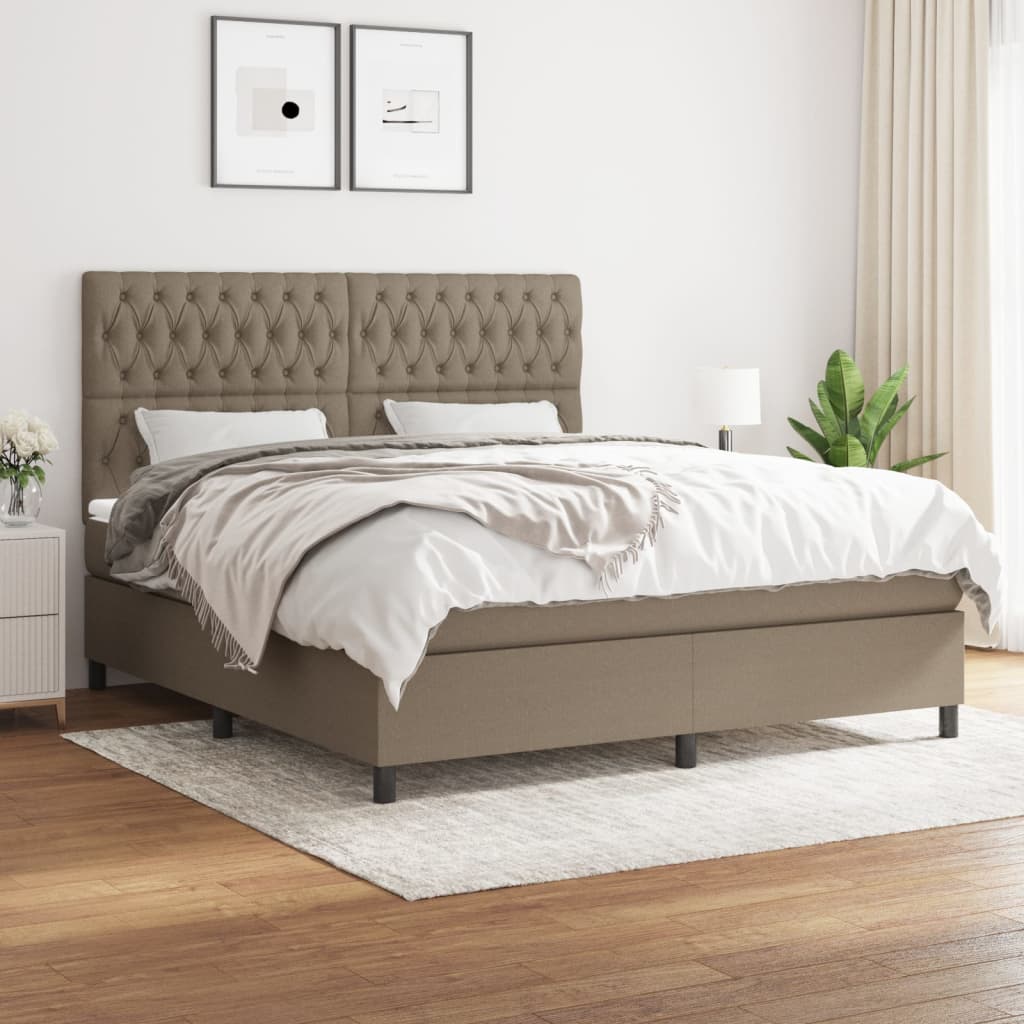 Κρεβάτι Boxspring με Στρώμα Taupe 180x200 εκ. Υφασμάτινο