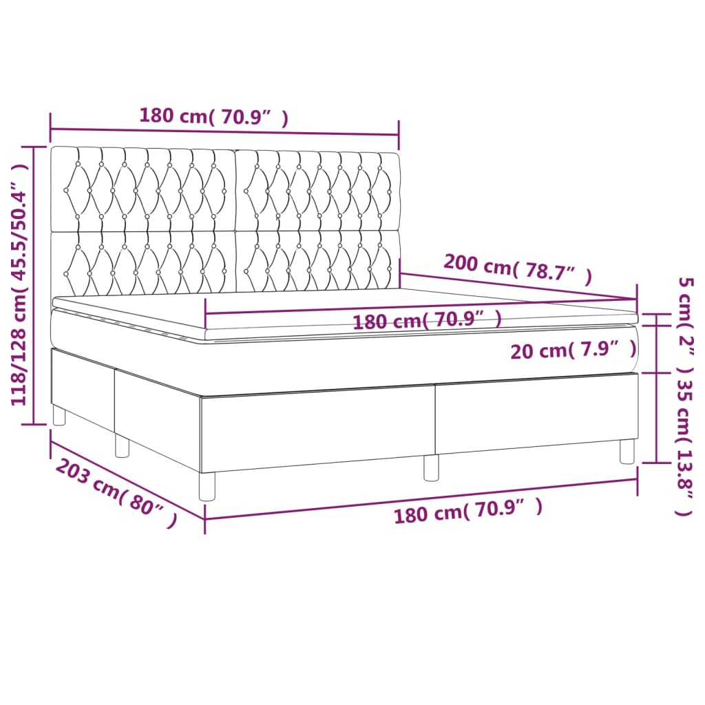Κρεβάτι Boxspring με Στρώμα Πράσινο 180x200 εκ.Υφασμάτινο