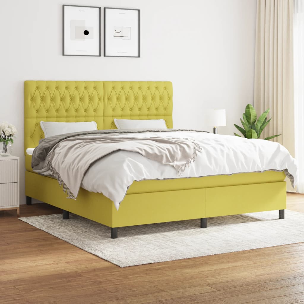 Κρεβάτι Boxspring με Στρώμα Πράσινο 180x200 εκ.Υφασμάτινο