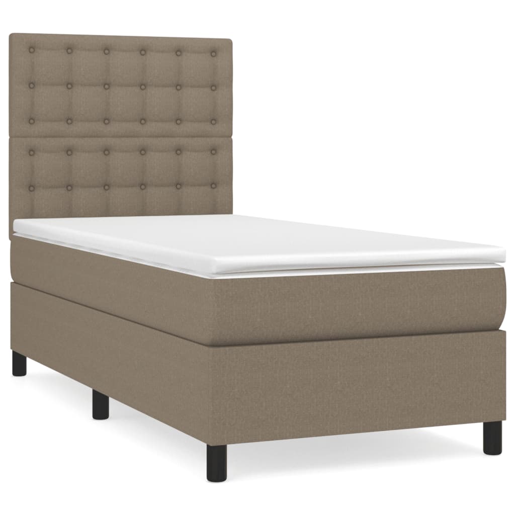 Κρεβάτι Boxspring με Στρώμα Taupe 90x190 εκ.Υφασμάτινο