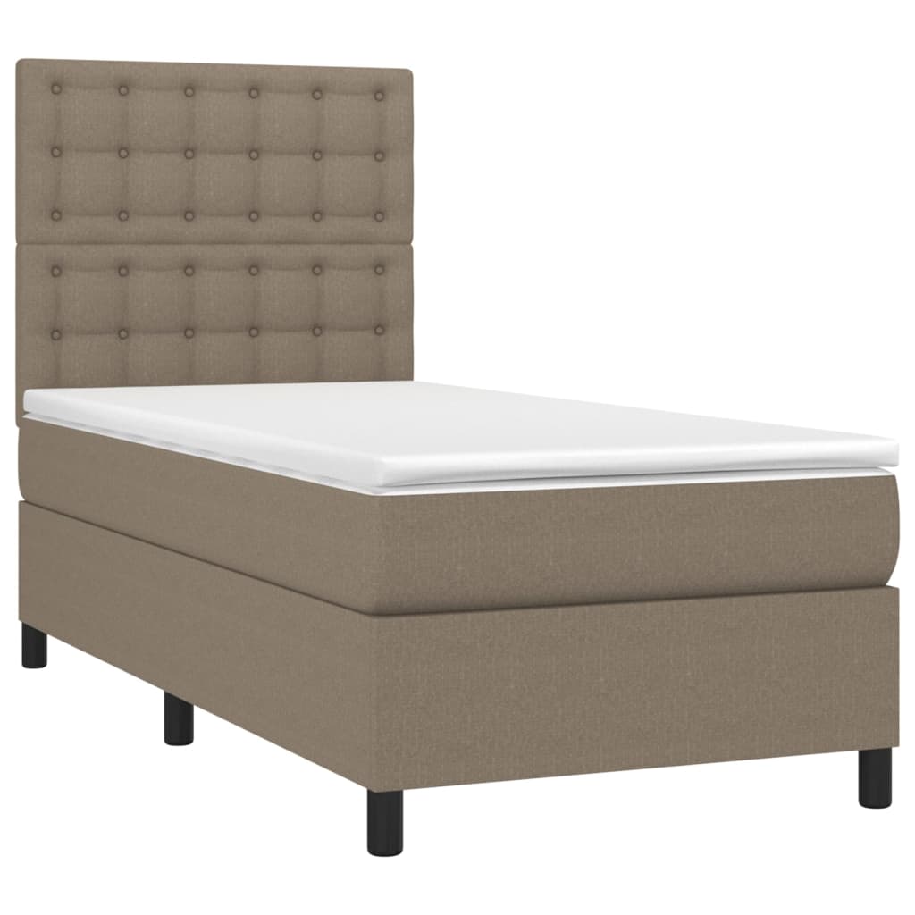Κρεβάτι Boxspring με Στρώμα Taupe 100 x 200 εκ. Υφασμάτινο