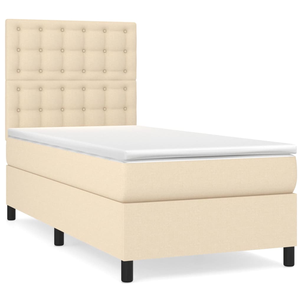 Κρεβάτι Boxspring με Στρώμα Κρεμ 100 x 200 εκ. Υφασμάτινο
