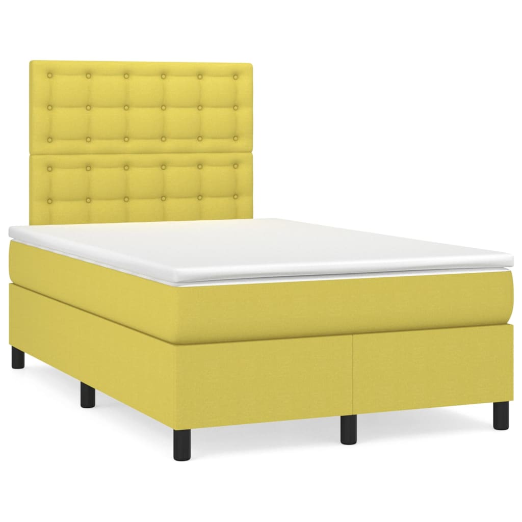 Κρεβάτι Boxspring με Στρώμα Πράσινο 120x200 εκ. Υφασμάτινο