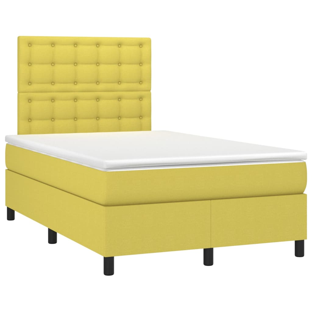 Κρεβάτι Boxspring με Στρώμα Πράσινο 120x200 εκ. Υφασμάτινο