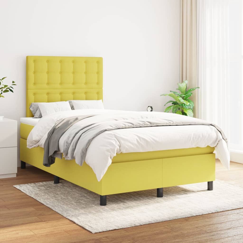 Κρεβάτι Boxspring με Στρώμα Πράσινο 120x200 εκ. Υφασμάτινο