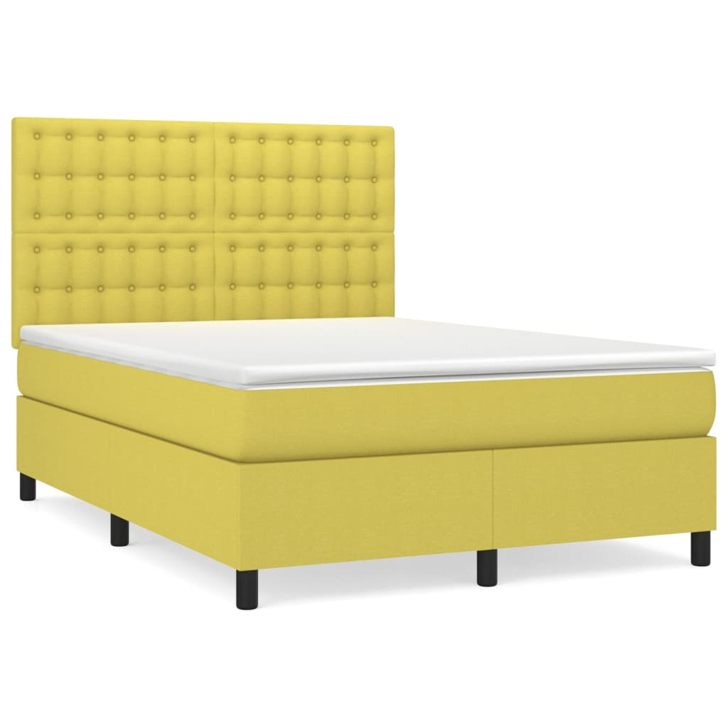 Κρεβάτι Boxspring με Στρώμα Πράσινο 140x190 εκ. Υφασμάτινο