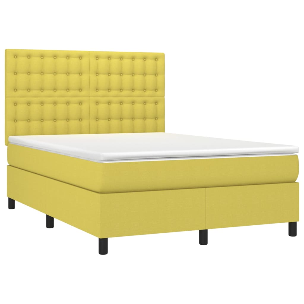 Κρεβάτι Boxspring με Στρώμα Πράσινο 140x190 εκ. Υφασμάτινο