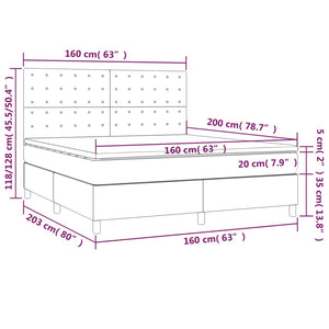 Κρεβάτι Boxspring με Στρώμα Μαύρο 160x200 εκ. Υφασμάτινο - Pakobazaar