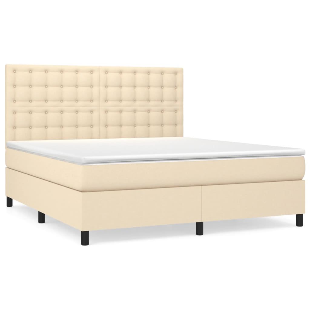 Κρεβάτι Boxspring με Στρώμα Κρεμ 160x200 εκ. Υφασμάτινο