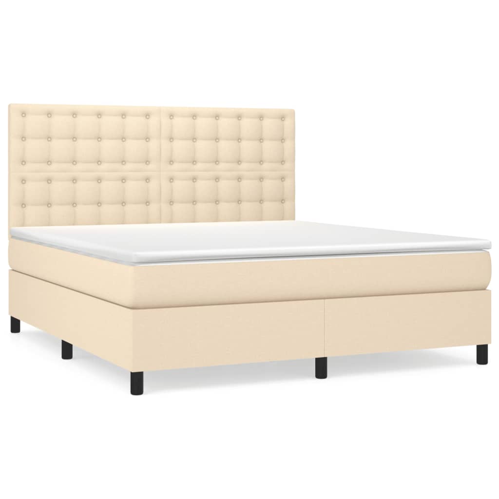 Κρεβάτι Boxspring με Στρώμα Κρεμ 180x200 εκ. Υφασμάτινο