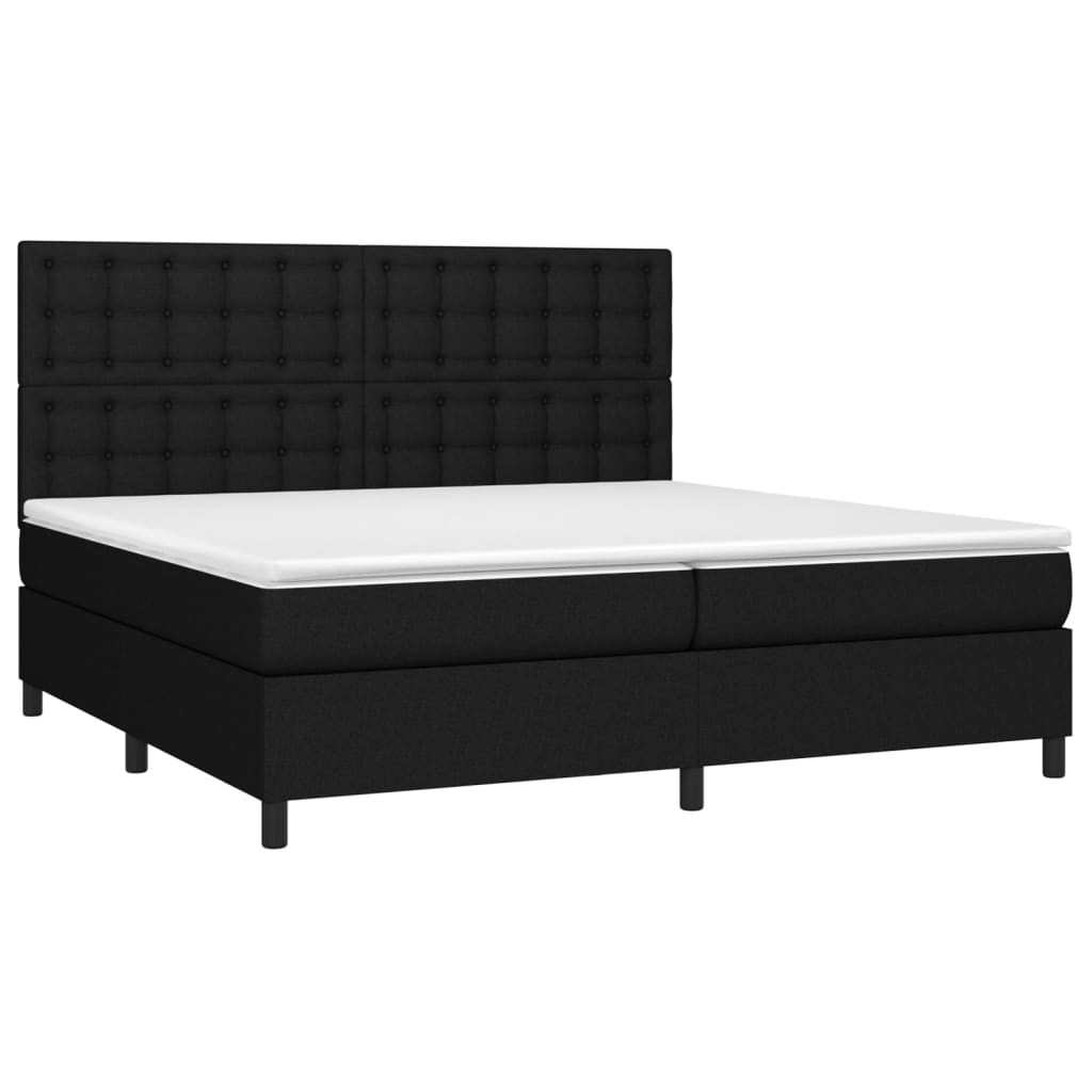 Κρεβάτι Boxspring με Στρώμα Μαύρο 200x200 εκ. Υφασμάτινο