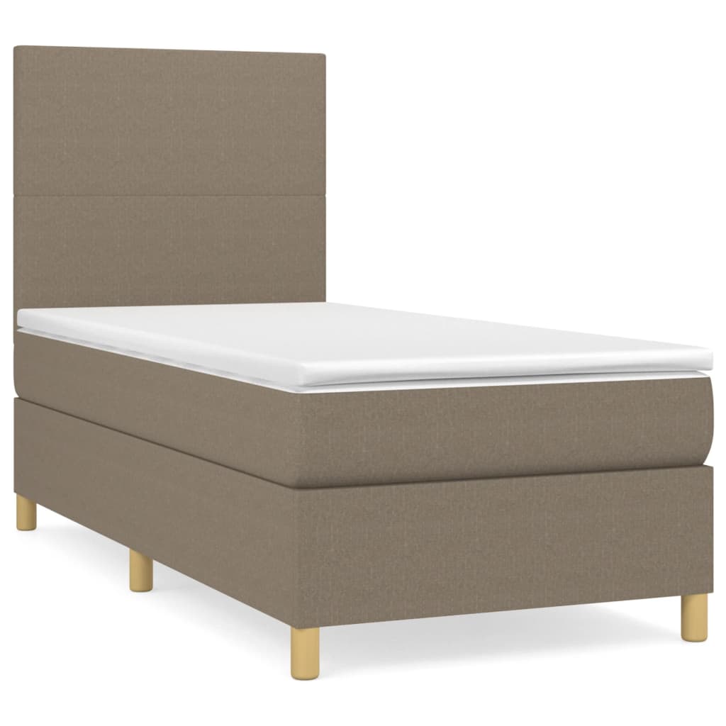 Κρεβάτι Boxspring με Στρώμα Taupe 80x200 εκ. Υφασμάτινο