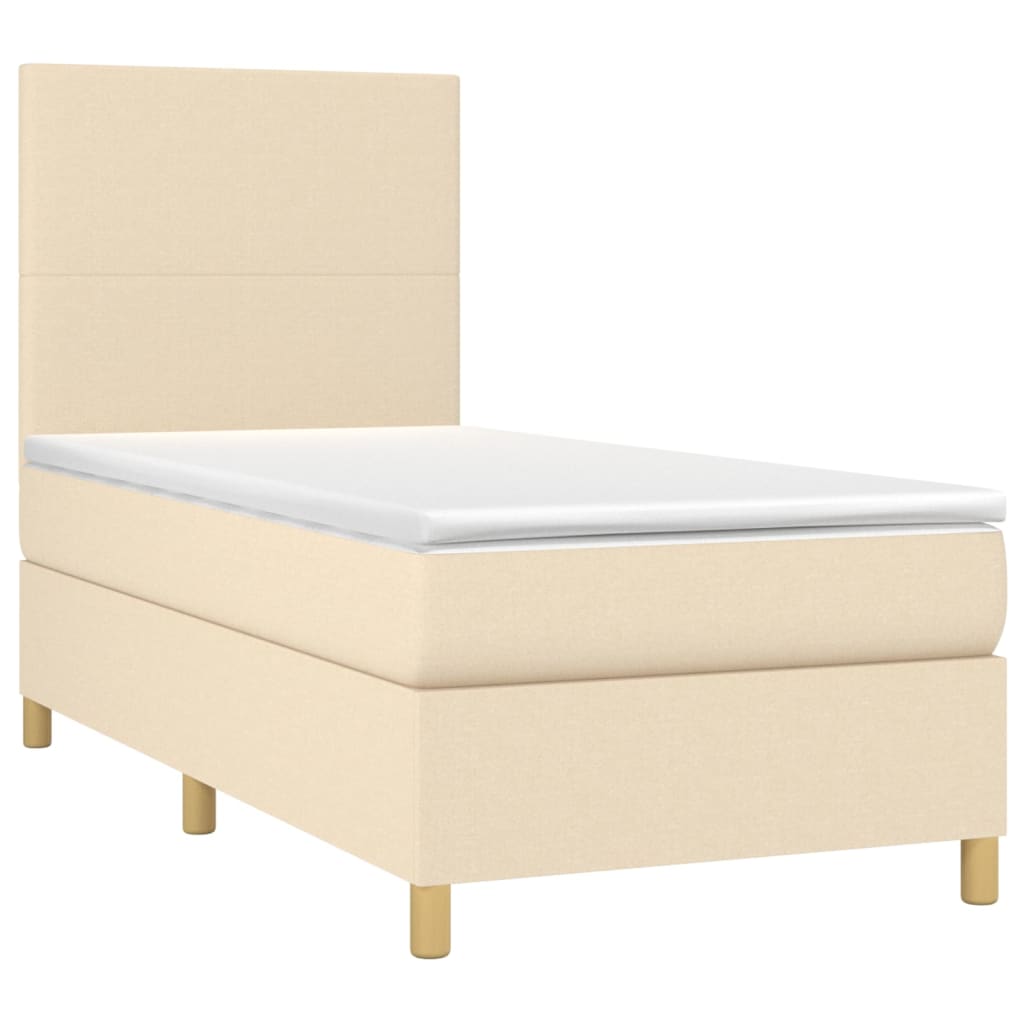 Κρεβάτι Boxspring με Στρώμα Κρεμ 90x190 εκ.Υφασμάτινο