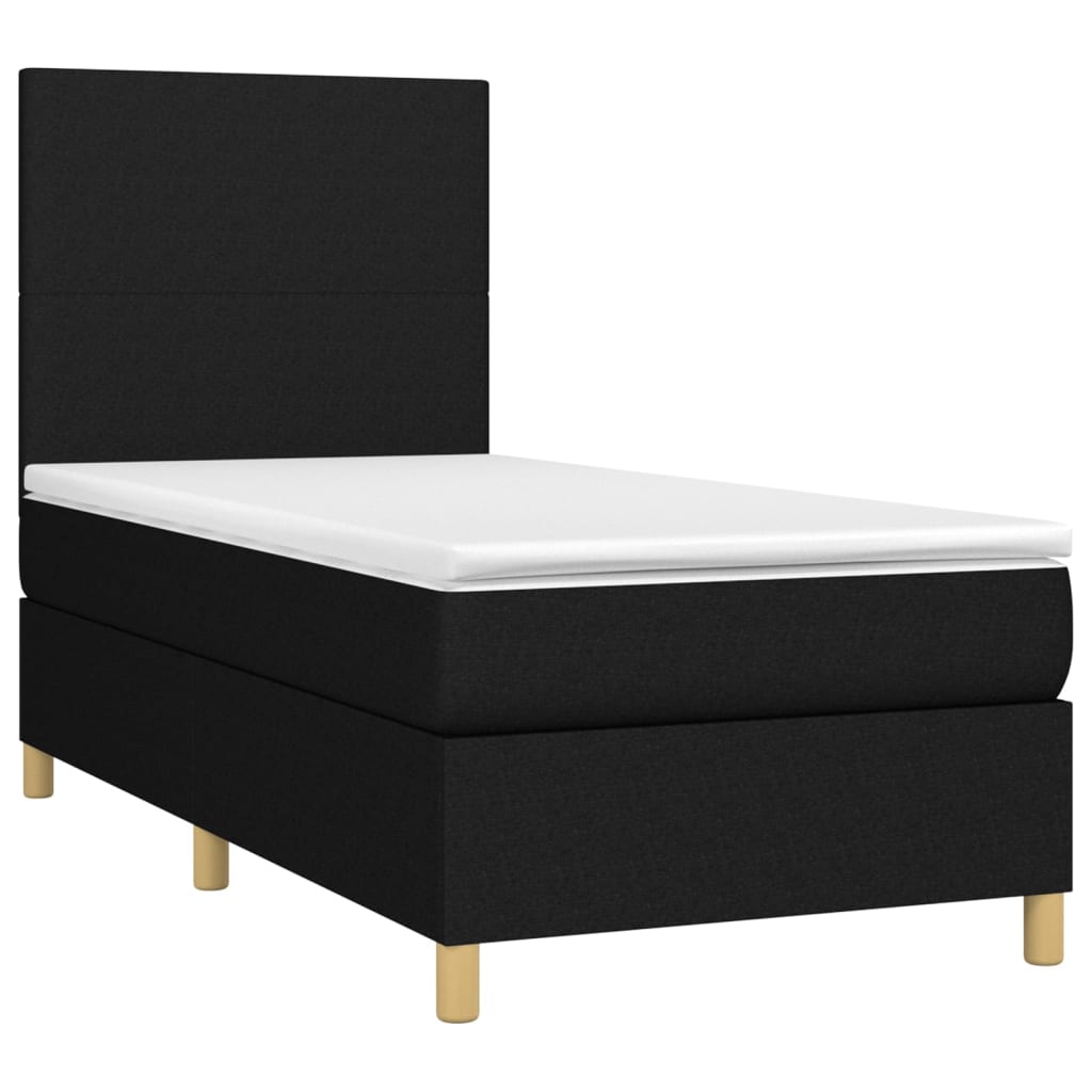 Κρεβάτι Boxspring με Στρώμα Μαύρο 90x200 εκ. Υφασμάτινο