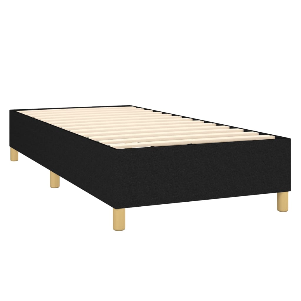Κρεβάτι Boxspring με Στρώμα Μαύρο 90x200 εκ. Υφασμάτινο