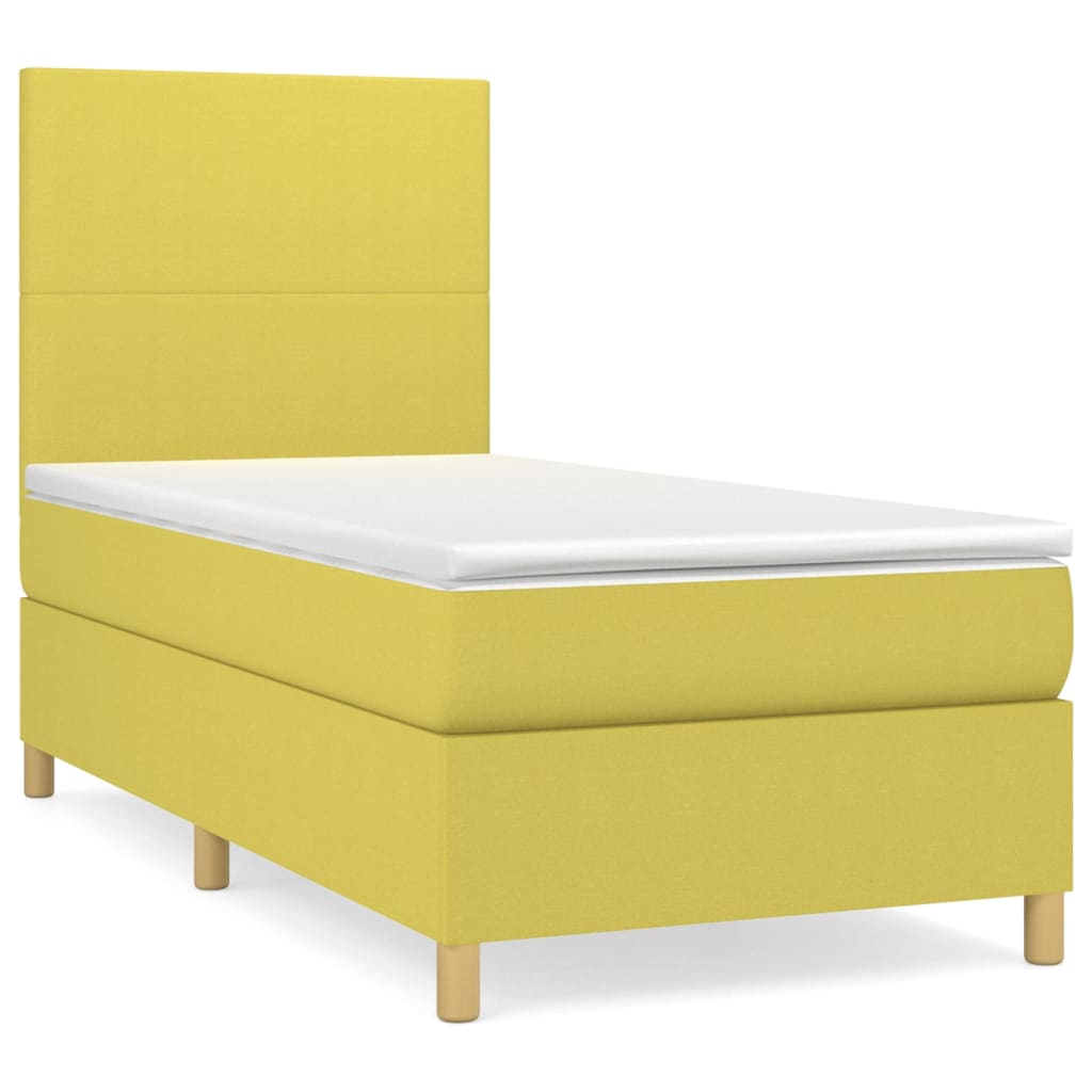 Κρεβάτι Boxspring με Στρώμα Πράσινο 100 x 200 εκ. Υφασμάτινο