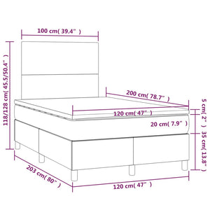 Κρεβάτι Boxspring με Στρώμα Μαύρο 120x200 εκ. Υφασμάτινο