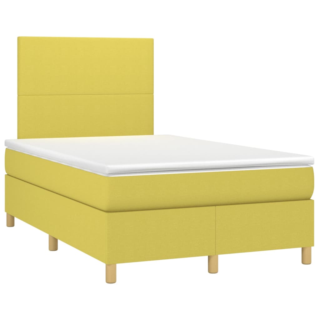 Κρεβάτι Boxspring με Στρώμα Πράσινο 120x200 εκ. Υφασμάτινο