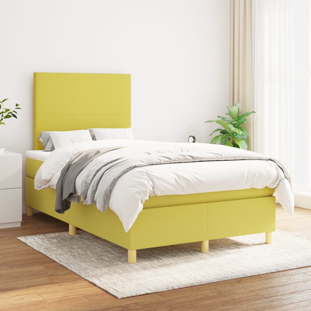 Κρεβάτι Boxspring με Στρώμα Πράσινο 120x200 εκ. Υφασμάτινο