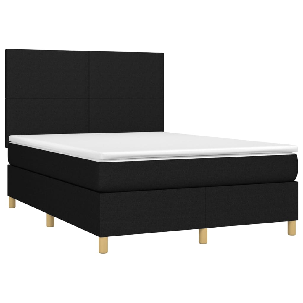 Κρεβάτι Boxspring με Στρώμα Μαύρο 140x190 εκ. Υφασμάτινο