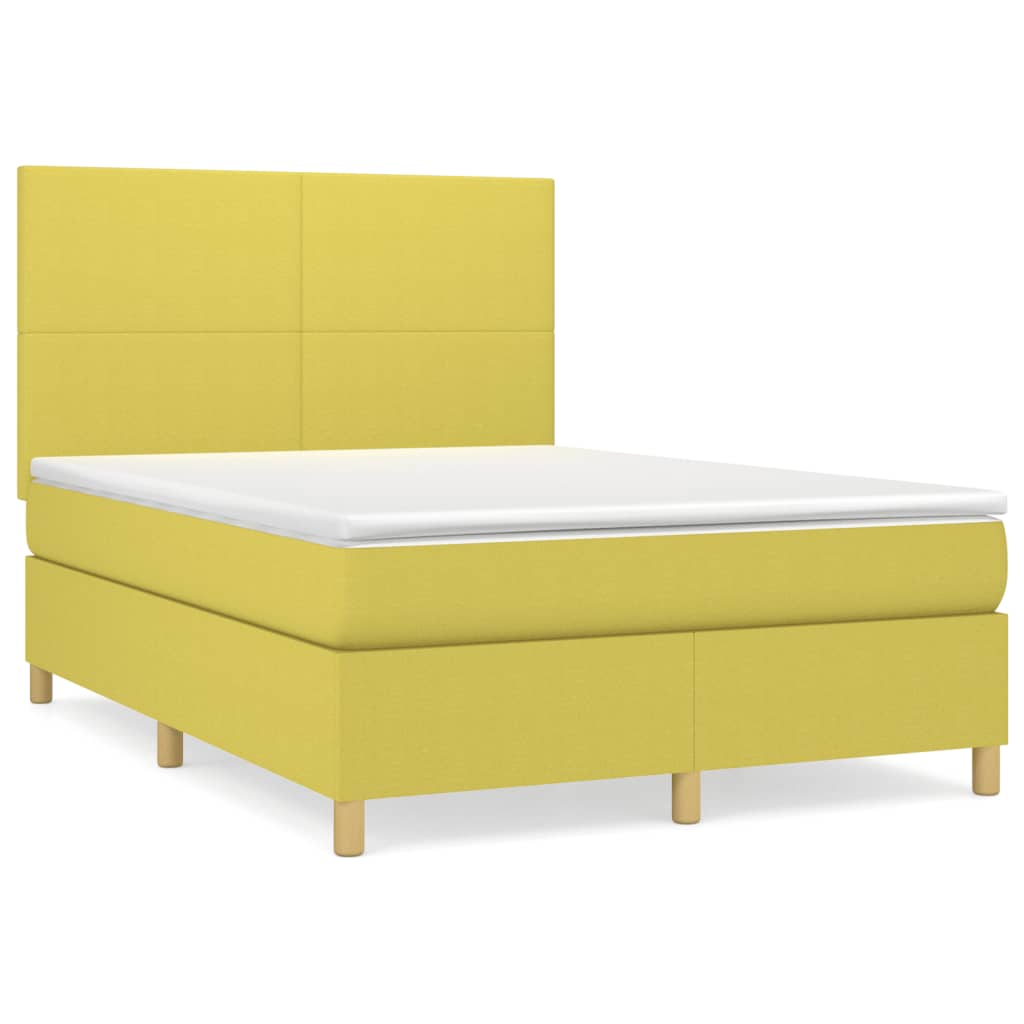 Κρεβάτι Boxspring με Στρώμα Πράσινο 140x190 εκ. Υφασμάτινο