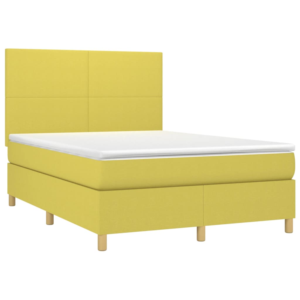 Κρεβάτι Boxspring με Στρώμα Πράσινο 140x190 εκ. Υφασμάτινο