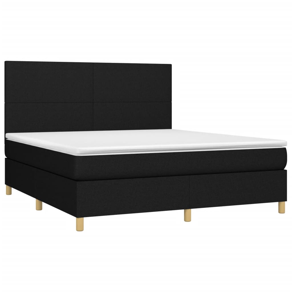 Κρεβάτι Boxspring με Στρώμα Μαύρο 160x200 εκ. Υφασμάτινο