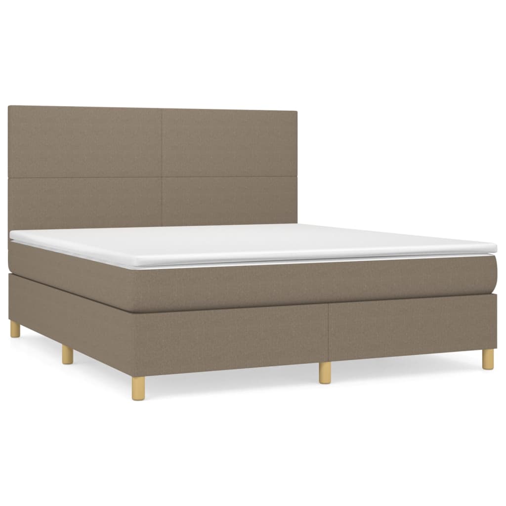 Κρεβάτι Boxspring με Στρώμα Taupe 160x200 εκ. Υφασμάτινο
