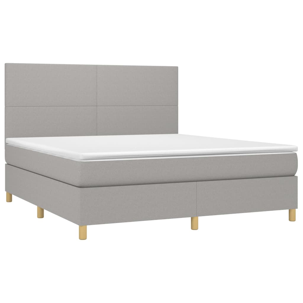 Κρεβάτι Boxspring με Στρώμα Ανοιχτό Γκρι 180x200 εκ. Υφασμάτινο
