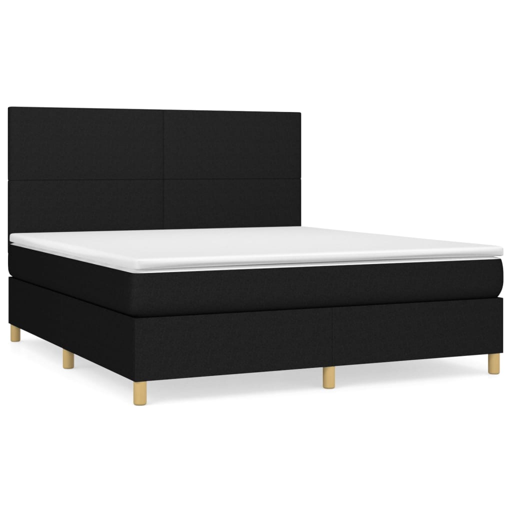 Κρεβάτι Boxspring με Στρώμα Μαύρο 180x200 εκ. Υφασμάτινο