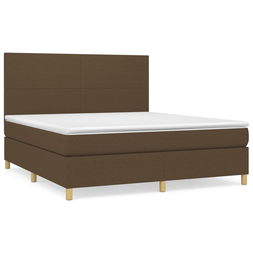 Κρεβάτι Boxspring με Στρώμα Σκούρο Καφέ 180x200 εκ Υφασμάτινο - Pakobazaar