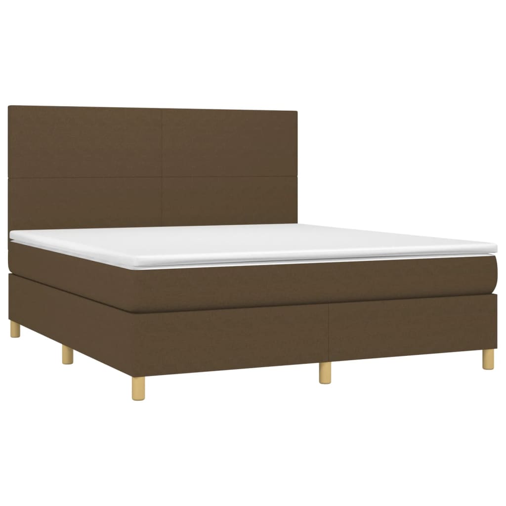 Κρεβάτι Boxspring με Στρώμα Σκούρο Καφέ 180x200 εκ Υφασμάτινο - Pakobazaar