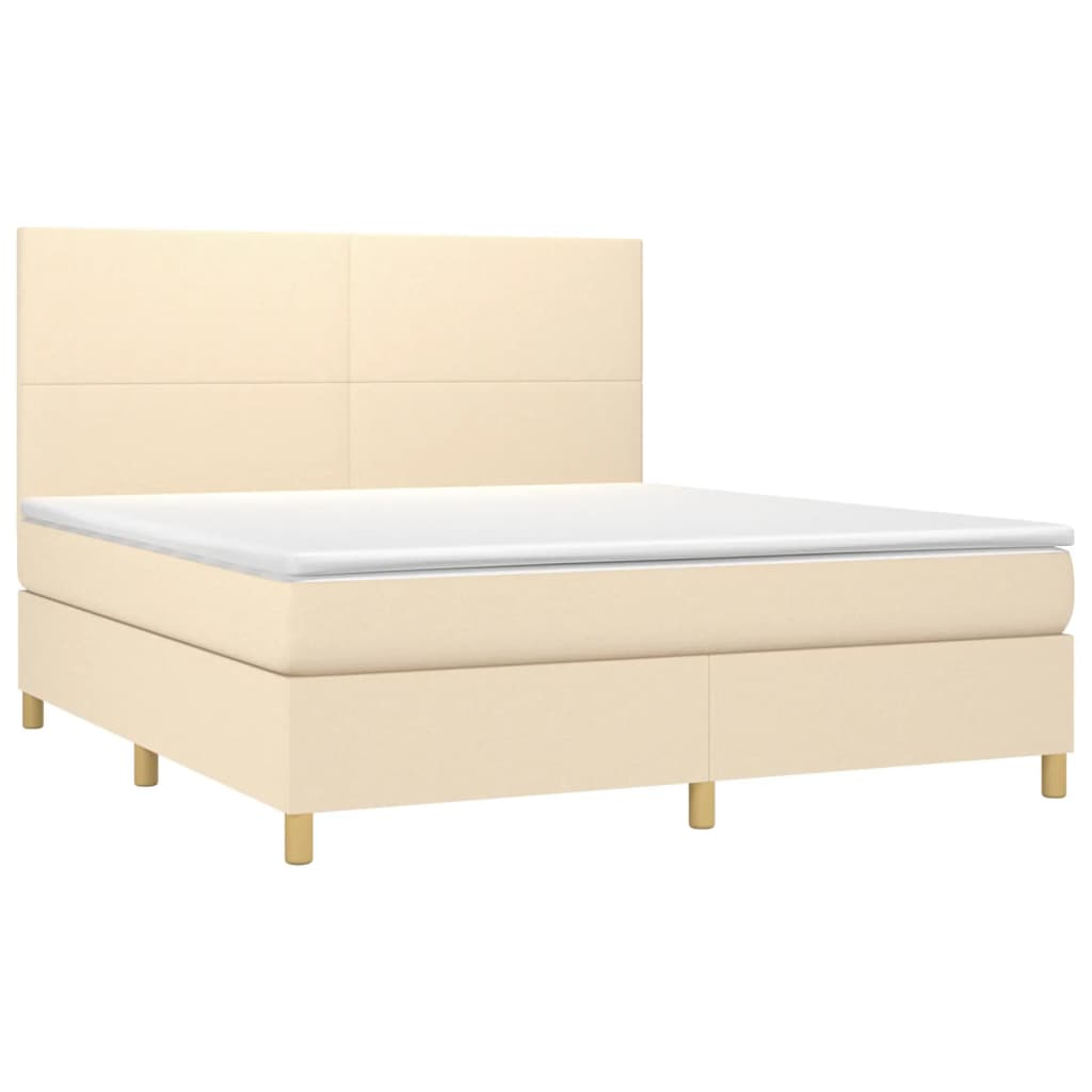 Κρεβάτι Boxspring με Στρώμα Κρεμ 180x200 εκ. Υφασμάτινο