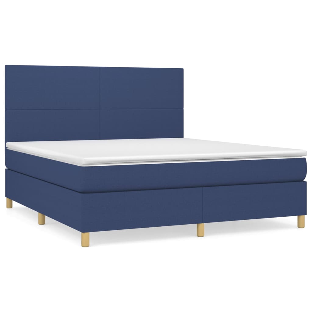 Κρεβάτι Boxspring με Στρώμα Μπλε 180x200 εκ. Υφασμάτινο