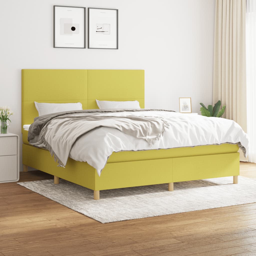 Κρεβάτι Boxspring με Στρώμα Πράσινο 180x200 εκ.Υφασμάτινο