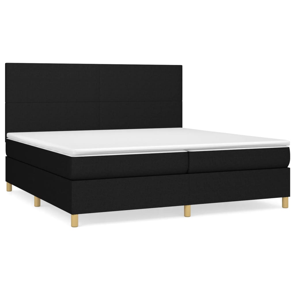 Κρεβάτι Boxspring με Στρώμα Μαύρο 200x200 εκ. Υφασμάτινο - Pakobazaar