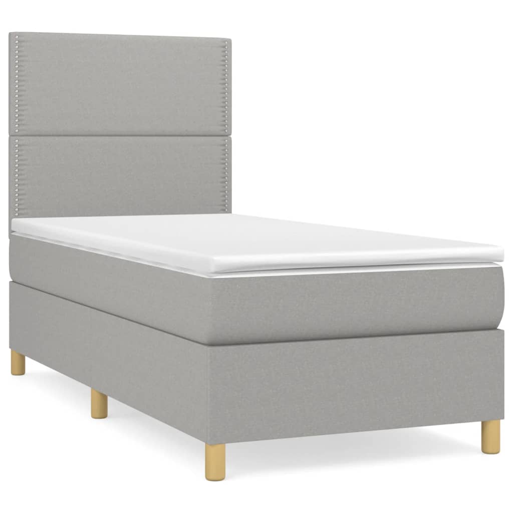 Κρεβάτι Boxspring με Στρώμα Ανοιχτό Γκρι 80x200 εκ. Υφασμάτινο