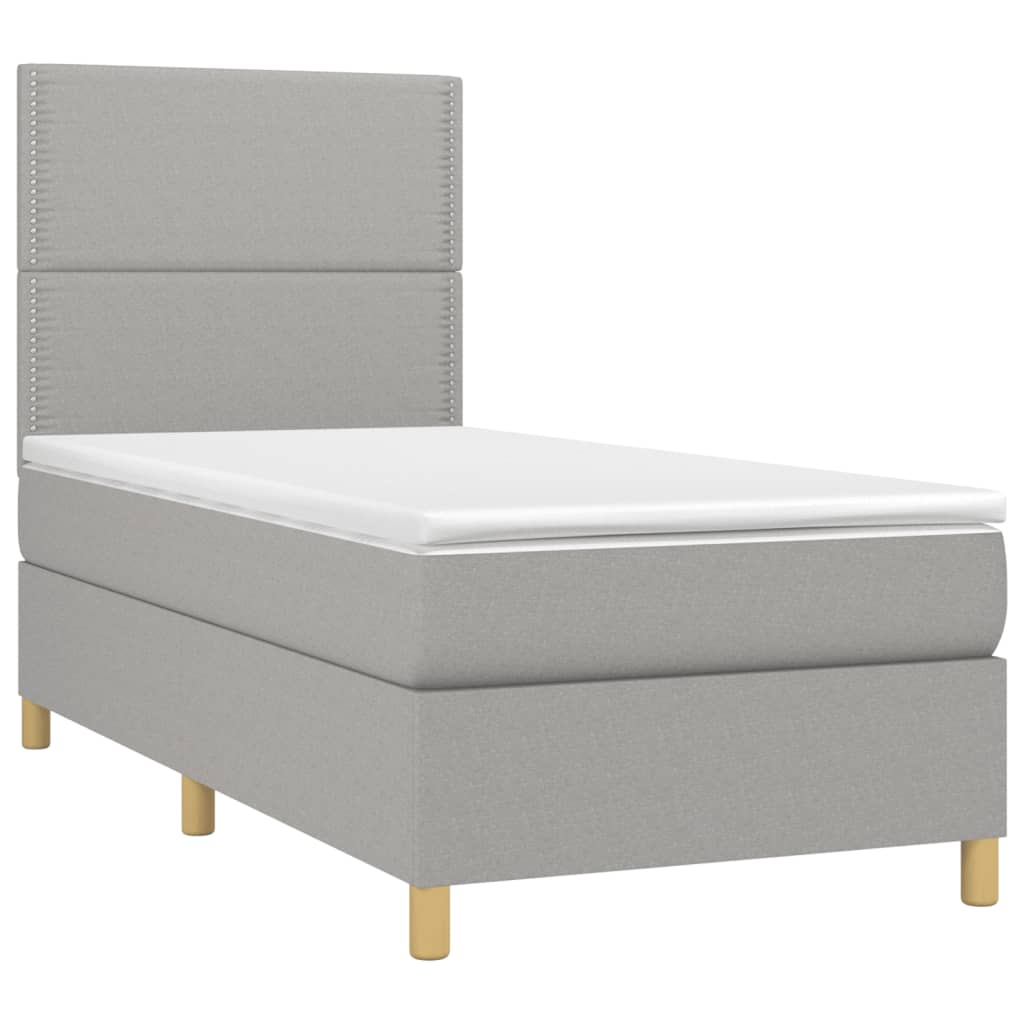 Κρεβάτι Boxspring με Στρώμα Ανοιχτό Γκρι 80x200 εκ. Υφασμάτινο