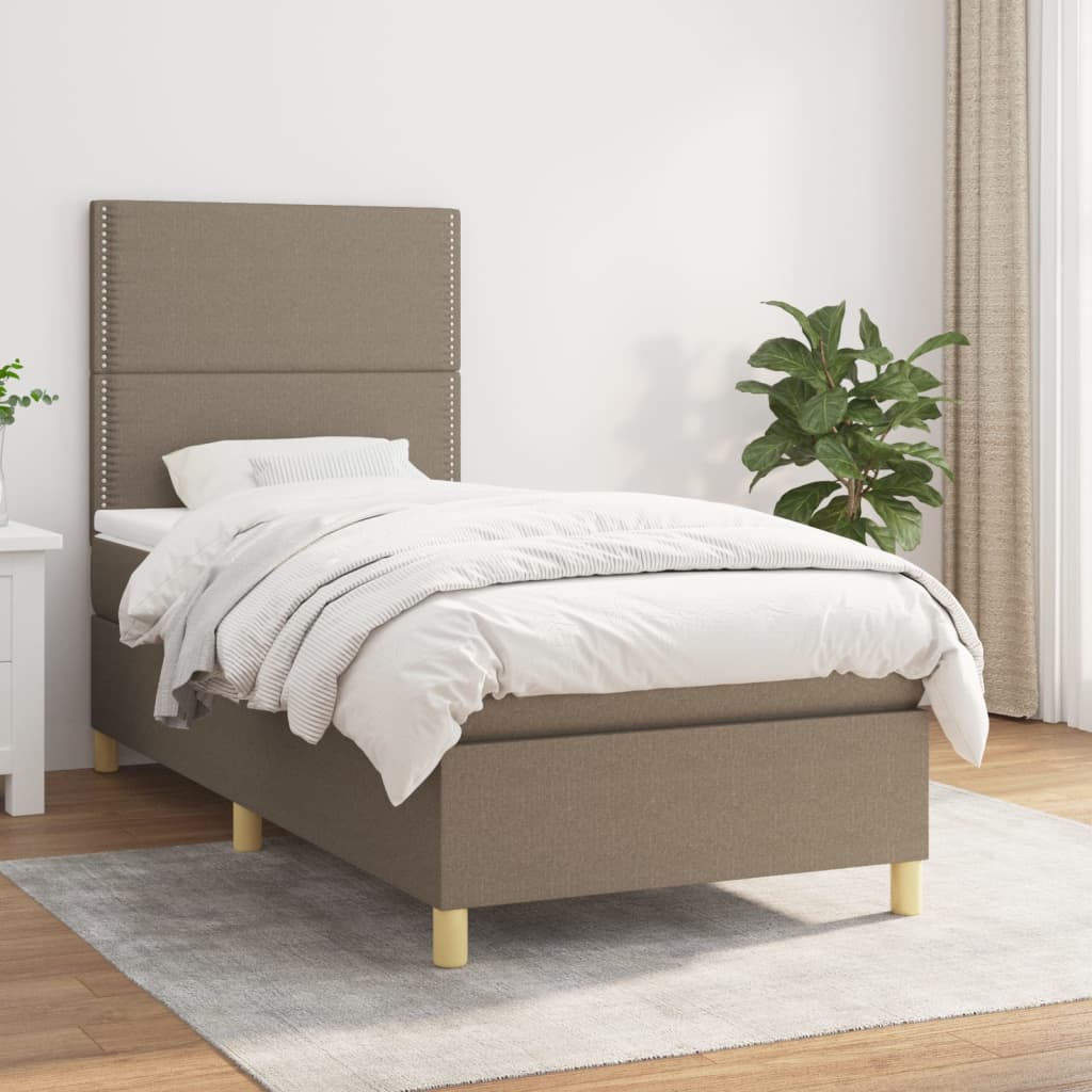 Κρεβάτι Boxspring με Στρώμα Taupe 80x200 εκ. Υφασμάτινο - Pakobazaar
