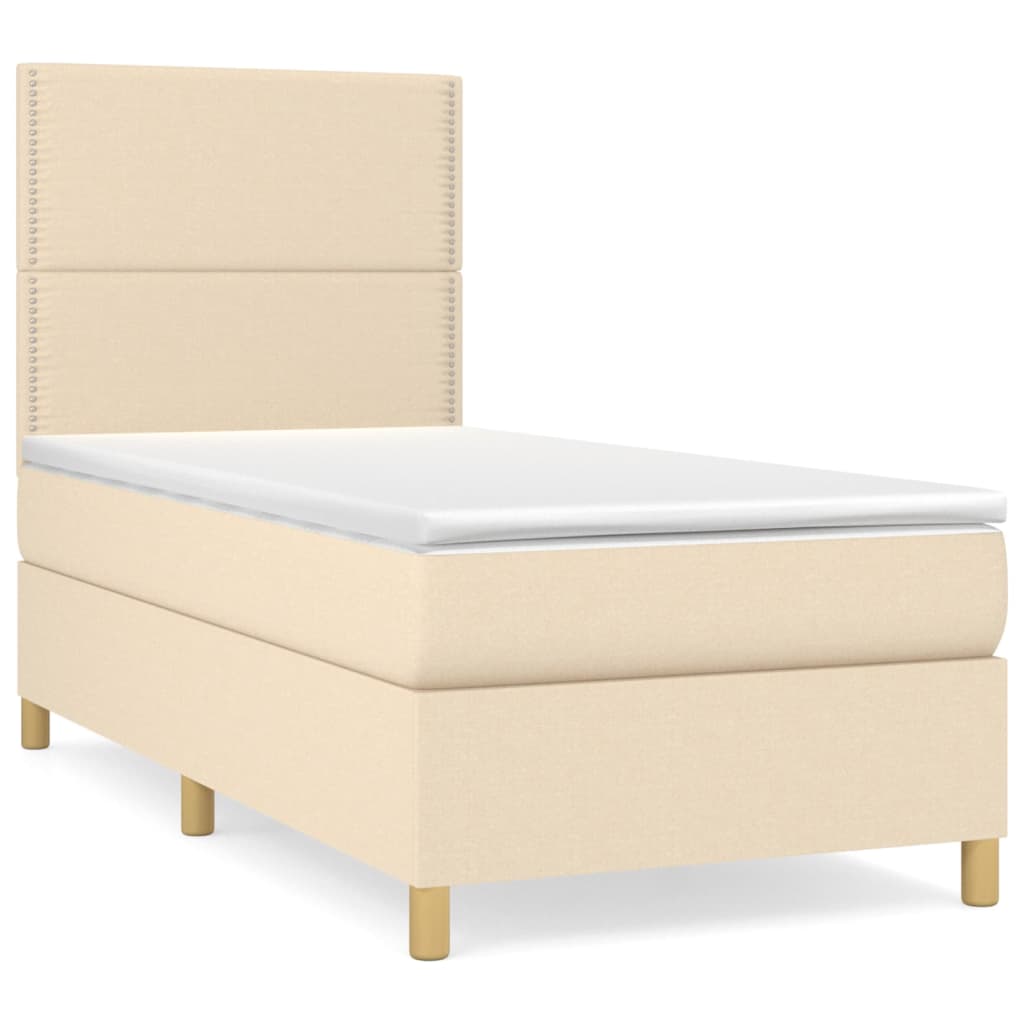 Κρεβάτι Boxspring με Στρώμα Κρεμ 90x190 εκ.Υφασμάτινο