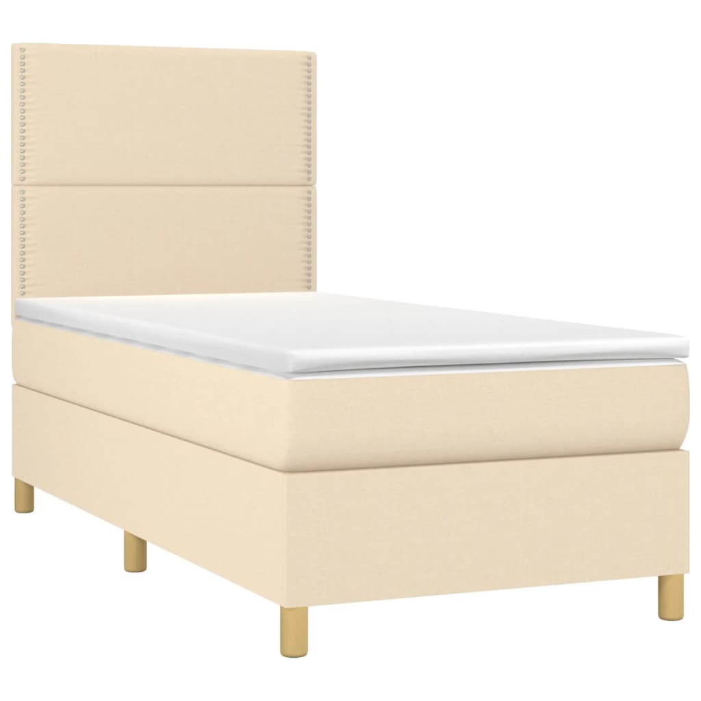 Κρεβάτι Boxspring με Στρώμα Κρεμ 90x190 εκ.Υφασμάτινο