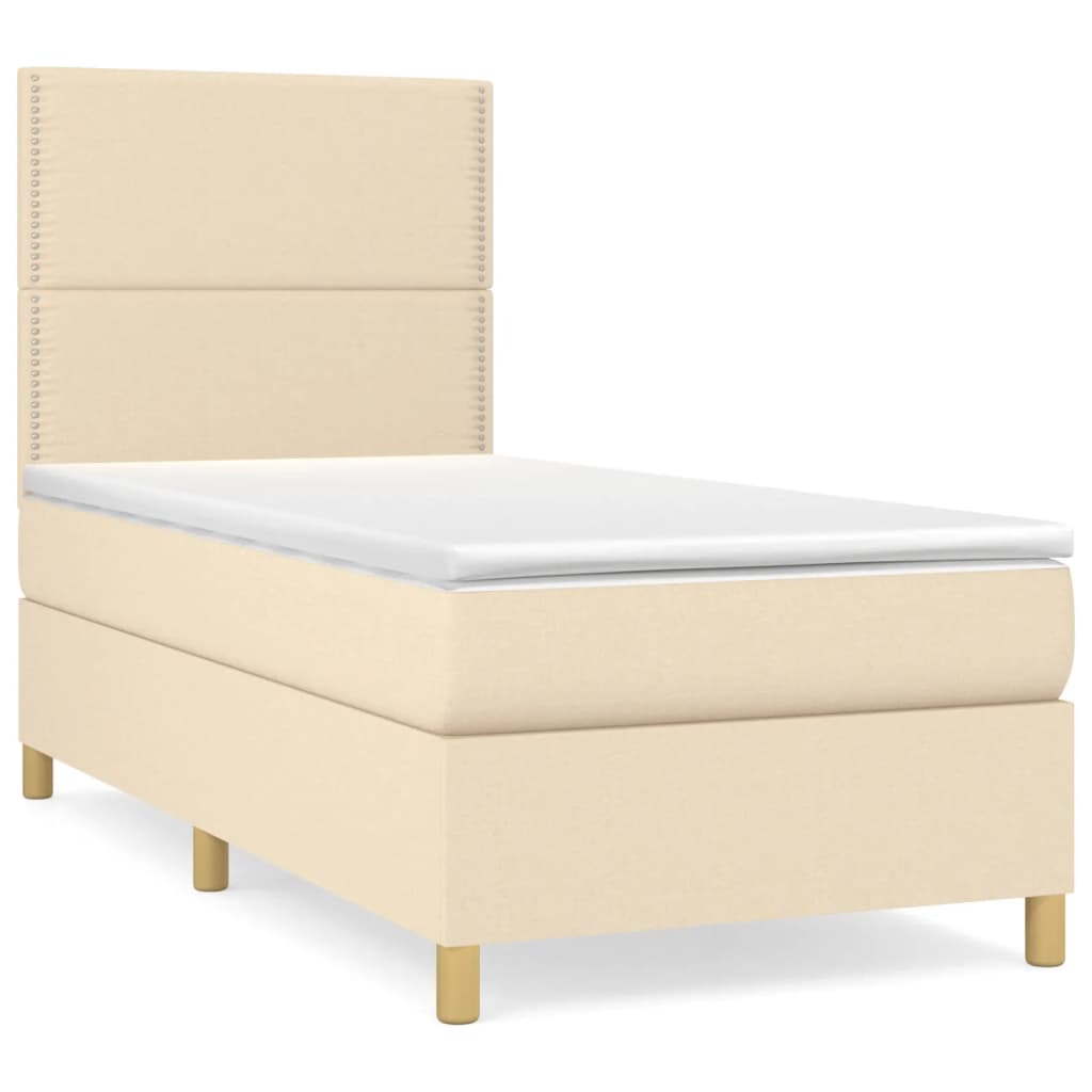 Κρεβάτι Boxspring με Στρώμα Κρεμ 100 x 200 εκ. Υφασμάτινο