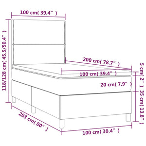 Κρεβάτι Boxspring με Στρώμα Πράσινο 100 x 200 εκ. Υφασμάτινο