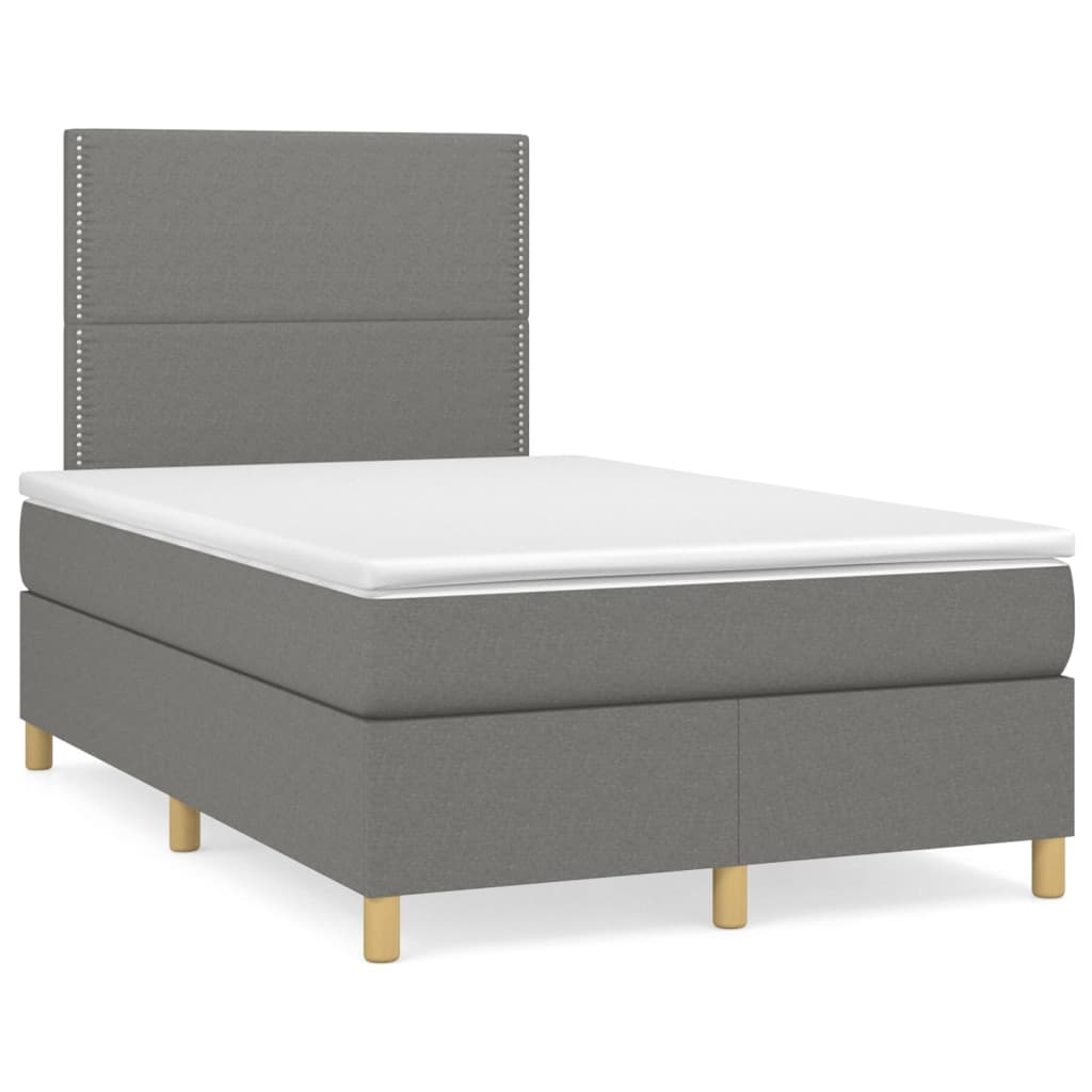 Κρεβάτι Boxspring με Στρώμα Σκούρο Γκρι 120x200 εκ. Υφασμάτινο