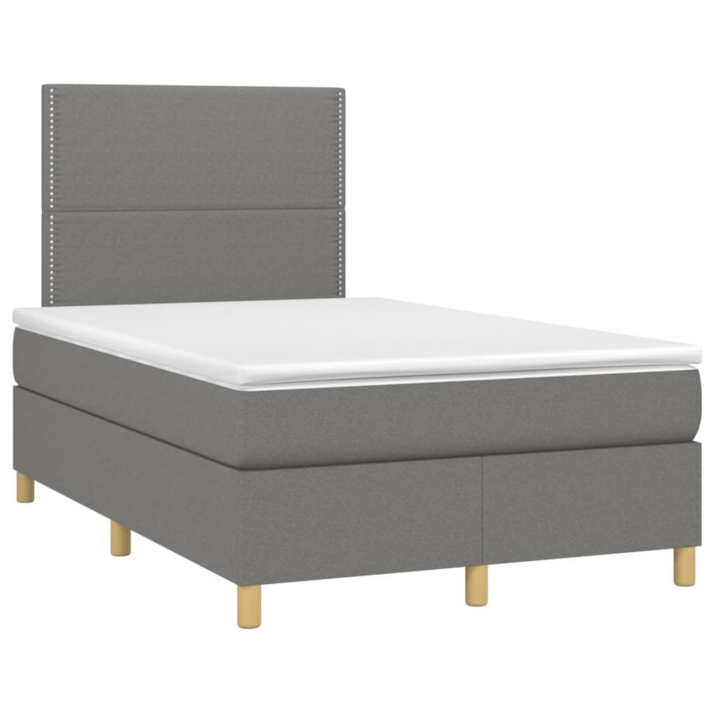 Κρεβάτι Boxspring με Στρώμα Σκούρο Γκρι 120x200 εκ. Υφασμάτινο