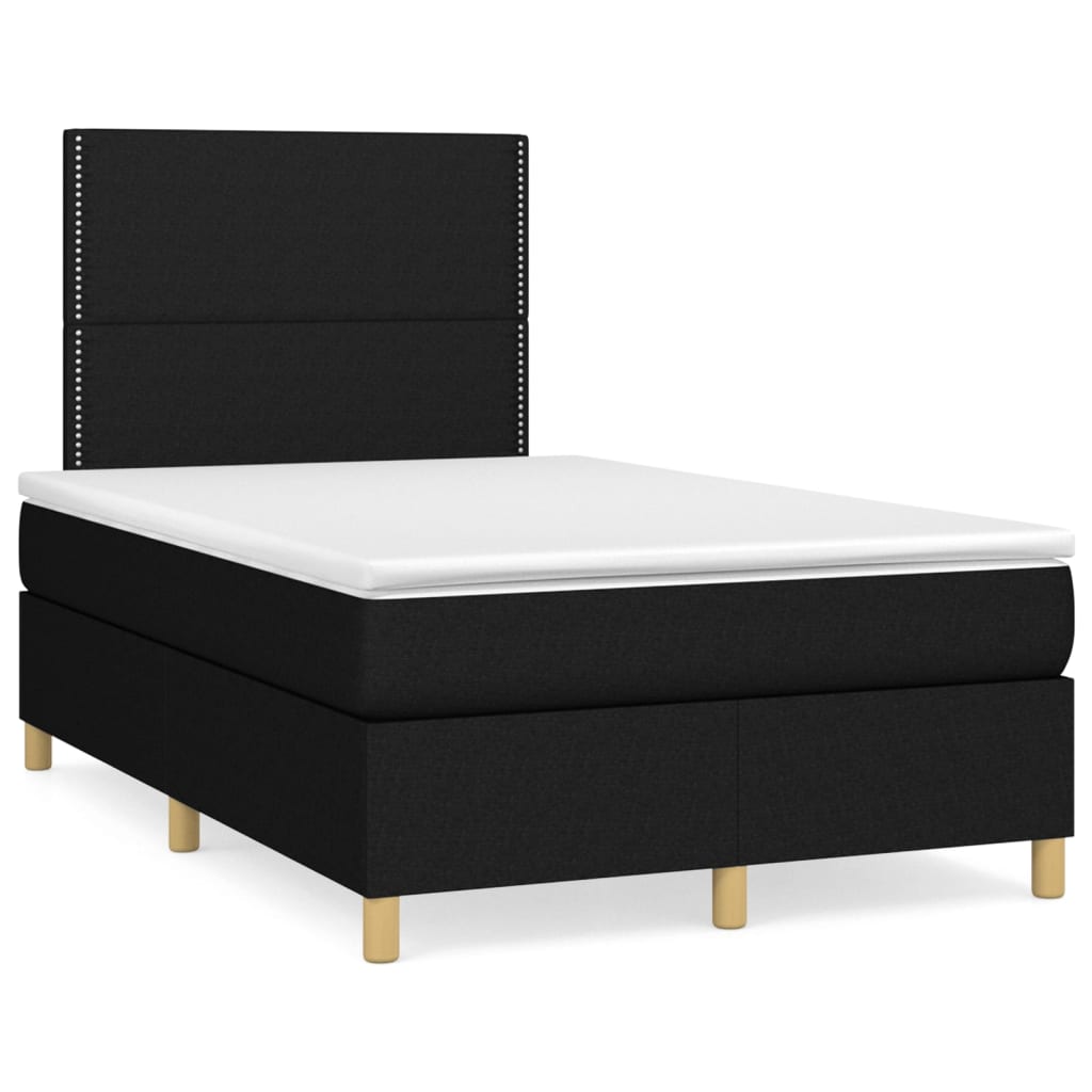 Κρεβάτι Boxspring με Στρώμα Μαύρο 120x200 εκ. Υφασμάτινο
