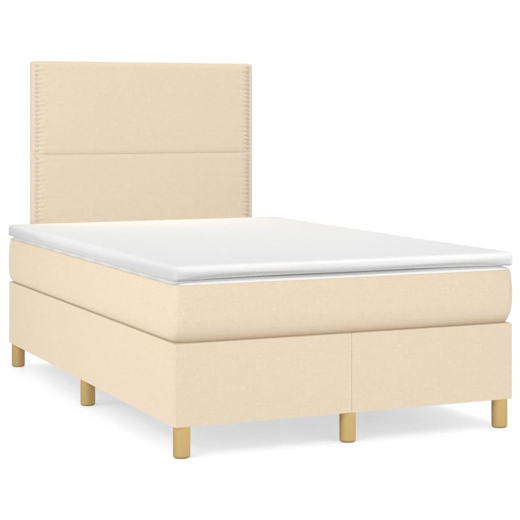 Κρεβάτι Boxspring με Στρώμα Κρεμ 120x200 εκ. Υφασμάτινο